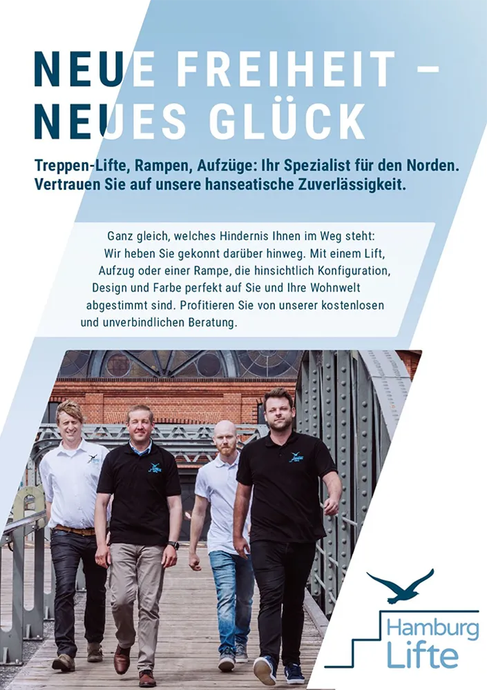 Cover der Rhein-Mosel Lifte Firmenbroschüre mit dem Titel Neue Freiheit, neues Glück